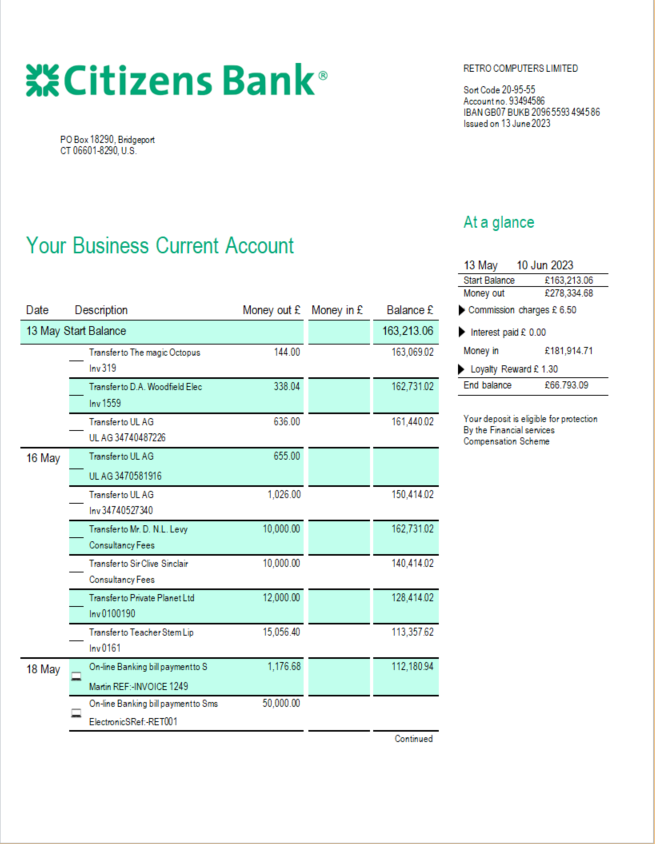 Modèle Word et PDF de déclaration ferme de Citizens Bank